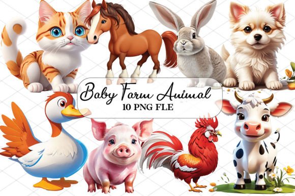 Adorable Baby Farm Animal Clipart Bundle for Creators