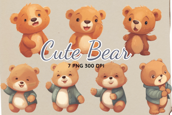 Adorable Designs: The Cute Bear Stickers Animal Clipart Collection