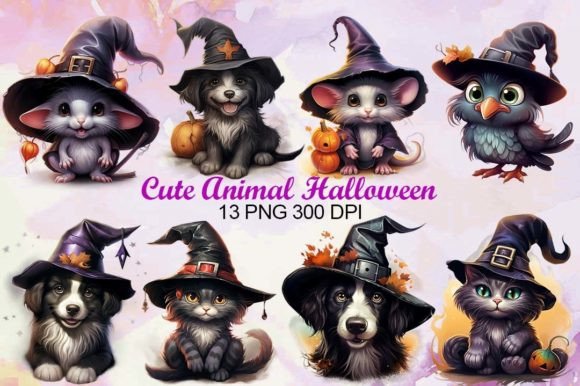 Adorable Meets Spooky: The Cute Animal Halloween Clipart Bundle