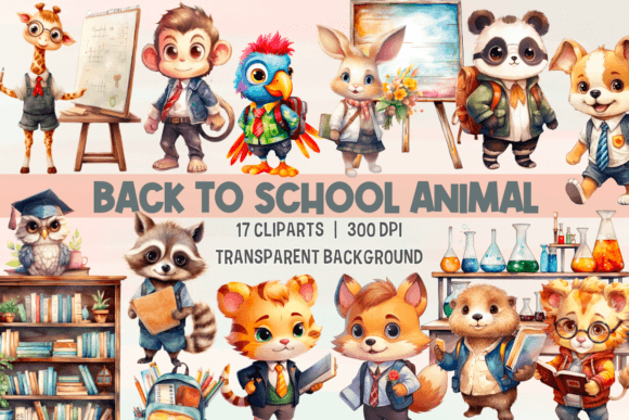 Back to School Animal PNG Clipart for Creative Projects