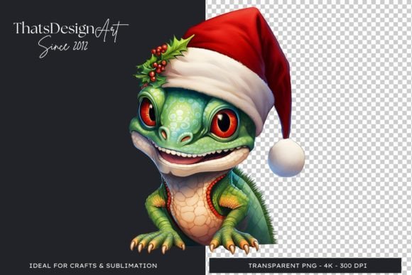 Charming Chameleon Christmas Clipart for Festive Designs