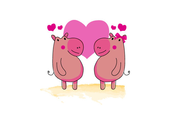 Charming Illustration Couple Animal Hippopotamus: Design Guide
