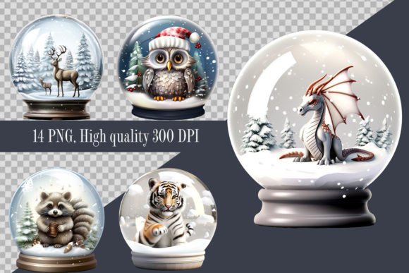 Charming Snowglobe with Animal Clipart for Creative Projects