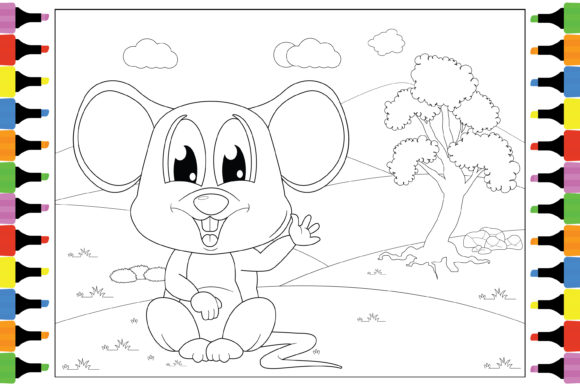 Coloring Mouse Animal Cartoon: A Playful Design Asset