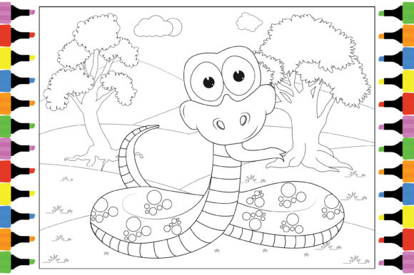 Coloring Snake Animal Cartoon for Kids: A Playful Design Asset
