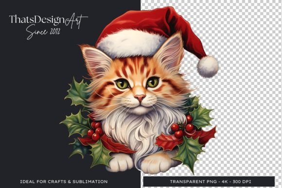 Cute Cat Christmas Animal Clipart PNG: Your Holiday Design Solution