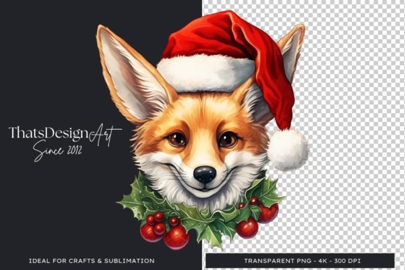Cute Fox Christmas Animal Clipart PNG: Festive Design Assets