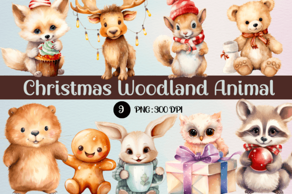 Enchant Your Designs with Christmas Woodland Animal Cliparts