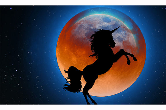 Enchanting Unicorn Horse Red Night Moon Design