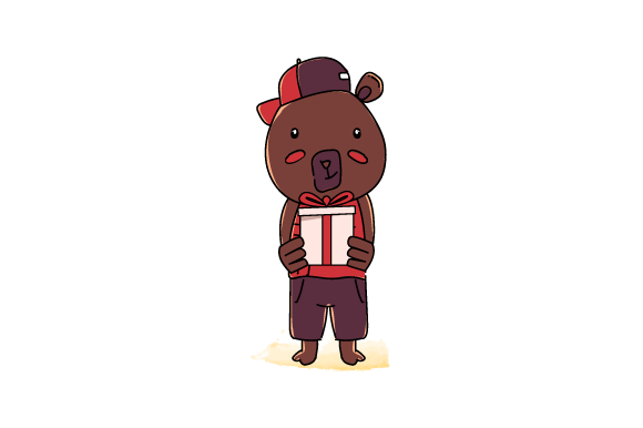 Hand Drawn Animal Bear Bring a Gift Box: A Charming Design Asset