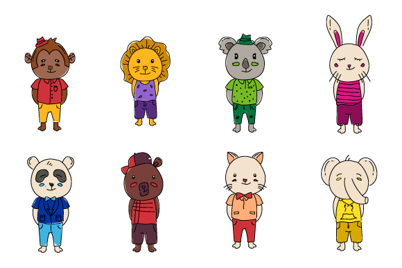 Set of Hand Drawn Little Animal: Charming Illustrations for Creative Projects