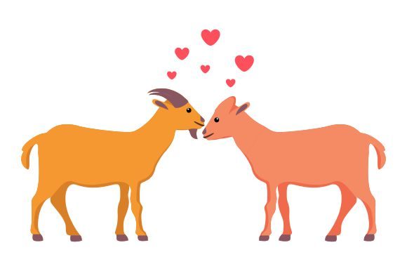 Valentine's Day Animal Couple Goat Flat: Whimsical Design Assets