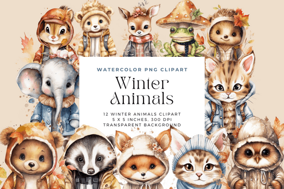 Watercolor Winter Animal Cliparts: Elevate Your Holiday Designs
